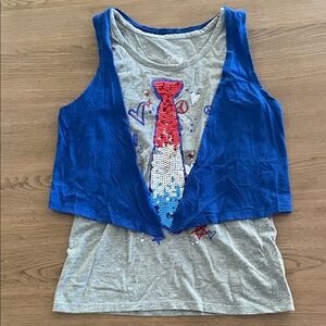 NWoT Justice Girls 4th of July Themed Tank Top w/ Vest Size 8